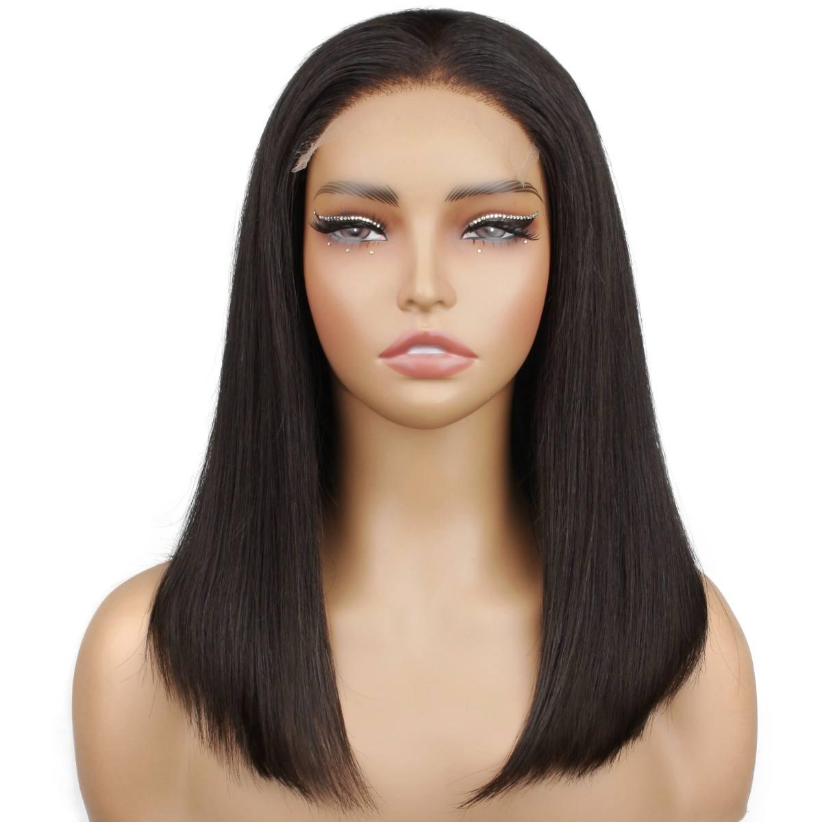 5x5 HD Lace Closure Bob Wig - 100% Human Hair, Pre-Plucked Hairline, Natural Black Color for African American Women - Perfect for Daily Wear, Parties & Special Occasions