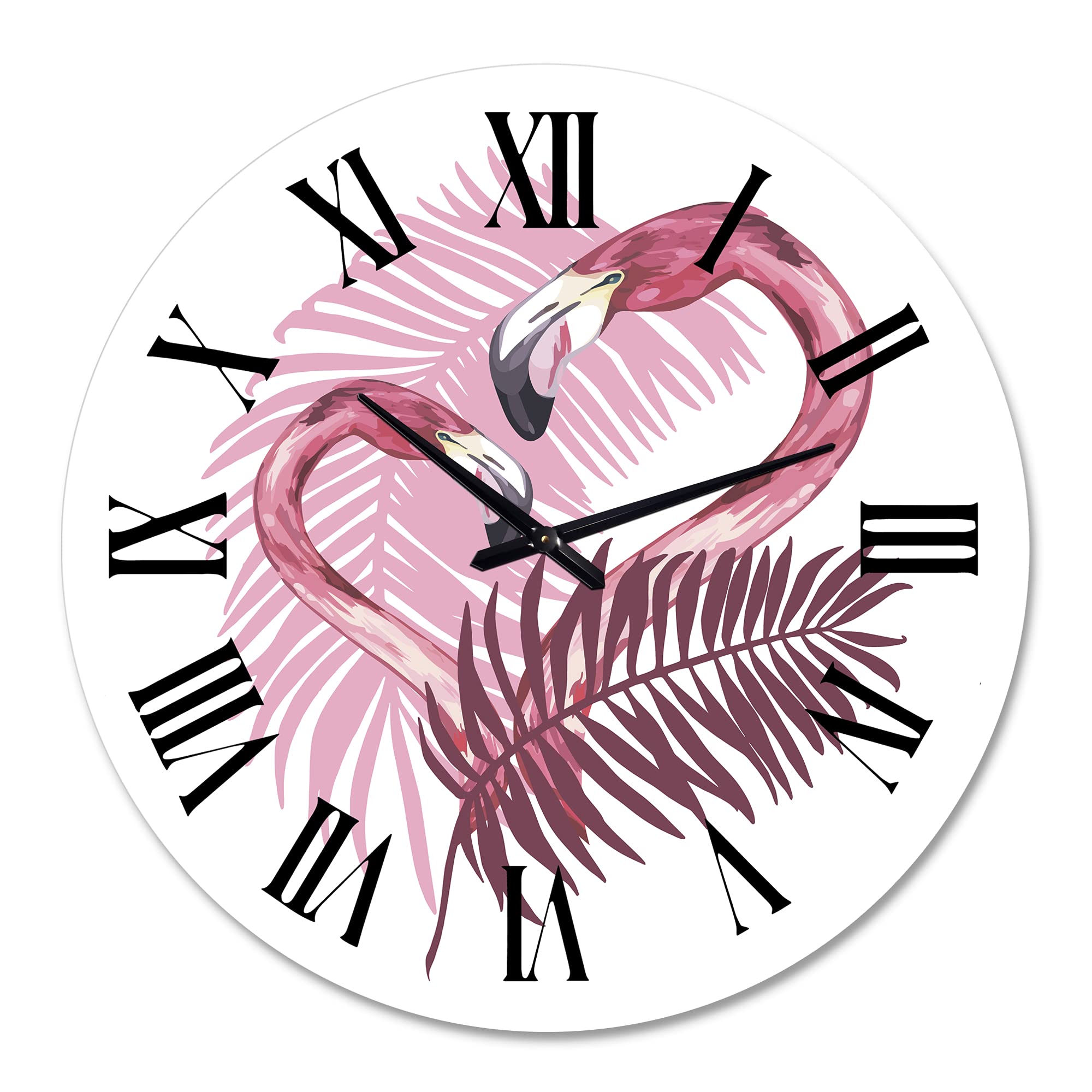 DesignQ Tropical Flamingo Wall Clock - Large Kitchen Decor with Vibrant Summer Theme - Perfect for Home, Office, and Beach House Decor