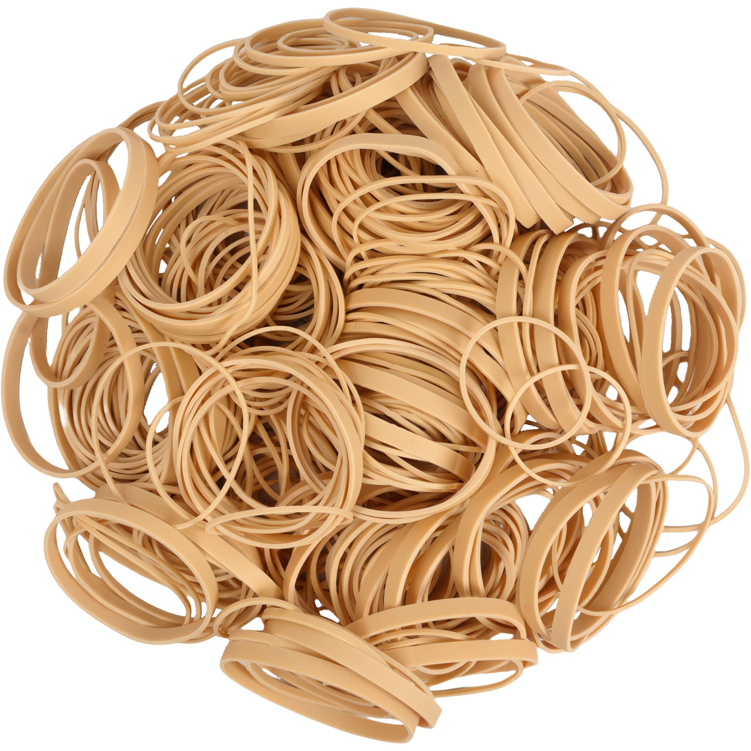 HAIDIBAO Assorted Sizes Beige Rubber Bands - Size 16, 19, 33, 64 (227g/0.5lbs) | Elastic Office Supplies for Organizing, Bundling & Crafting