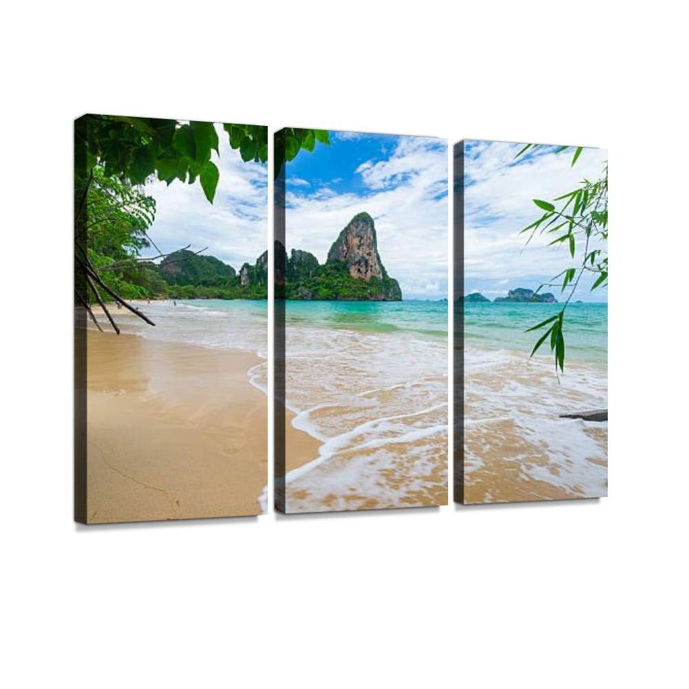 Stormy Andaman Sea Canvas Wall Art - 3 Panels for Living Room & Bedroom Decor