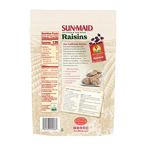 Organic Sun-Dried California Raisins - 32oz (2 Pack) Resealable Bag | No Sugar Added, Non-GMO, Vegan Snack | Perfect for Baking, Trail Mix, Yogurt Toppings & Healthy Lunchbox Treats