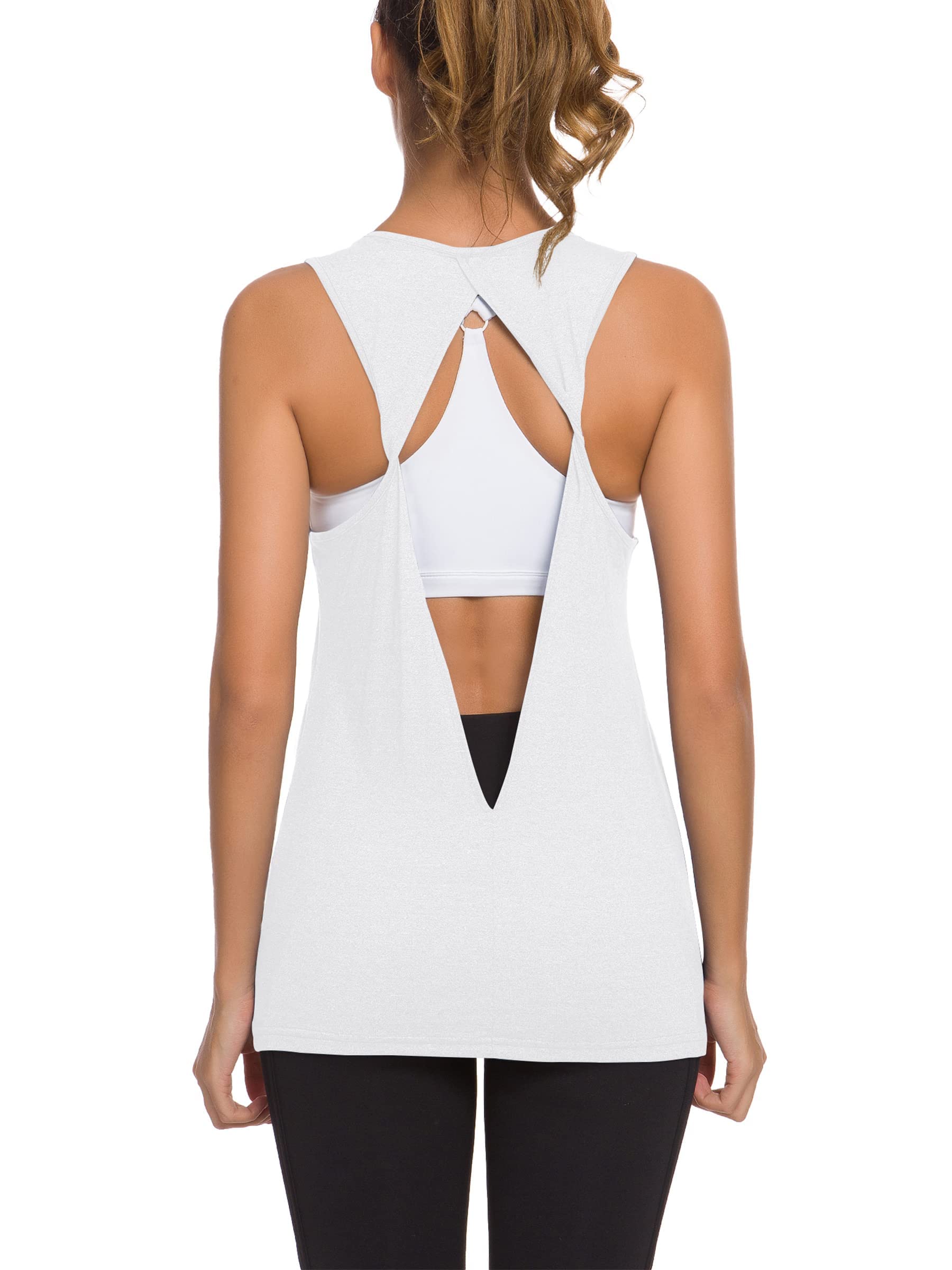 Laughido Women's Open Back Workout Tops - Athletic Yoga Vests, Backless Sleeveless Tank Tops for Gym, Running & Yoga - Breathable & Comfortable Fitness Apparel