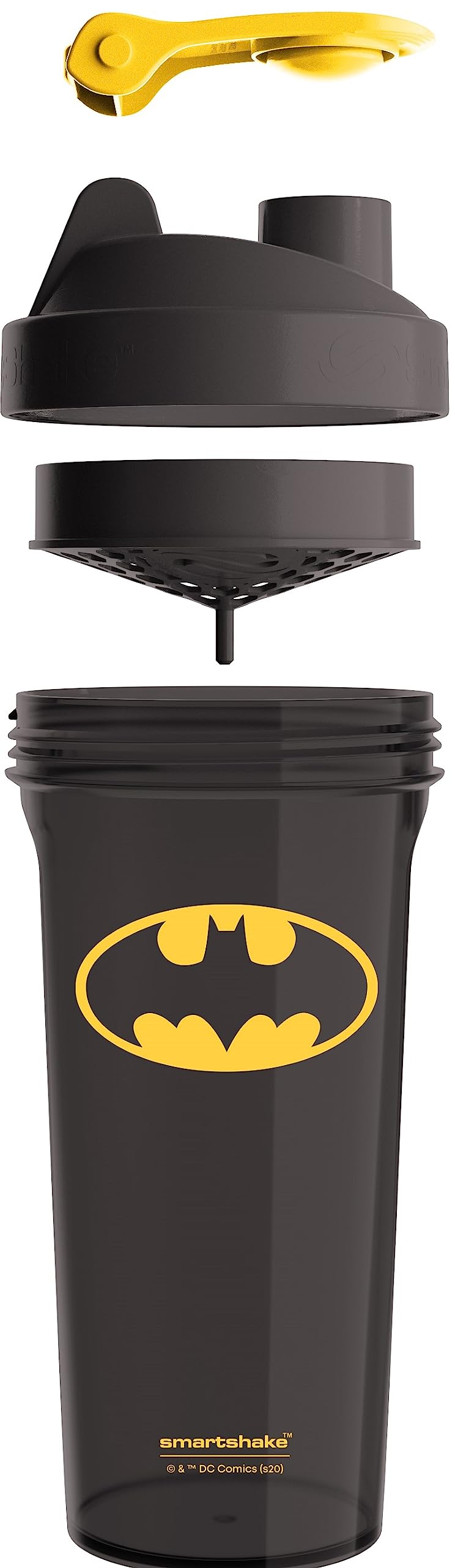 Smartshake Lite Justice League Protein Shaker Bottle 800ml - DC Comics Water Bottle, Leakproof BPA Free Gym Shaker for Protein Powder & Workout Drinks - Batman Logo - Perfect for Gym, Fitness & Superhero Fans