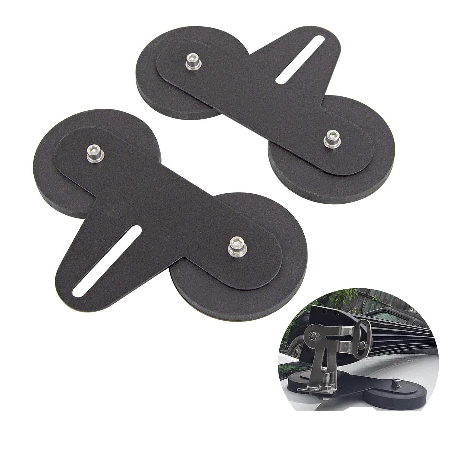 2PCS Universal Magnetic Mounting Brackets for LED Light Bars, Off-Road Driving Lights, Fog Lights & Work Lights - Heavy Duty Sucker Holder Magnet Base for Hood, Roof & Truck Mounting - Perfect for Off-Roading, Camping & Emergency Lighting