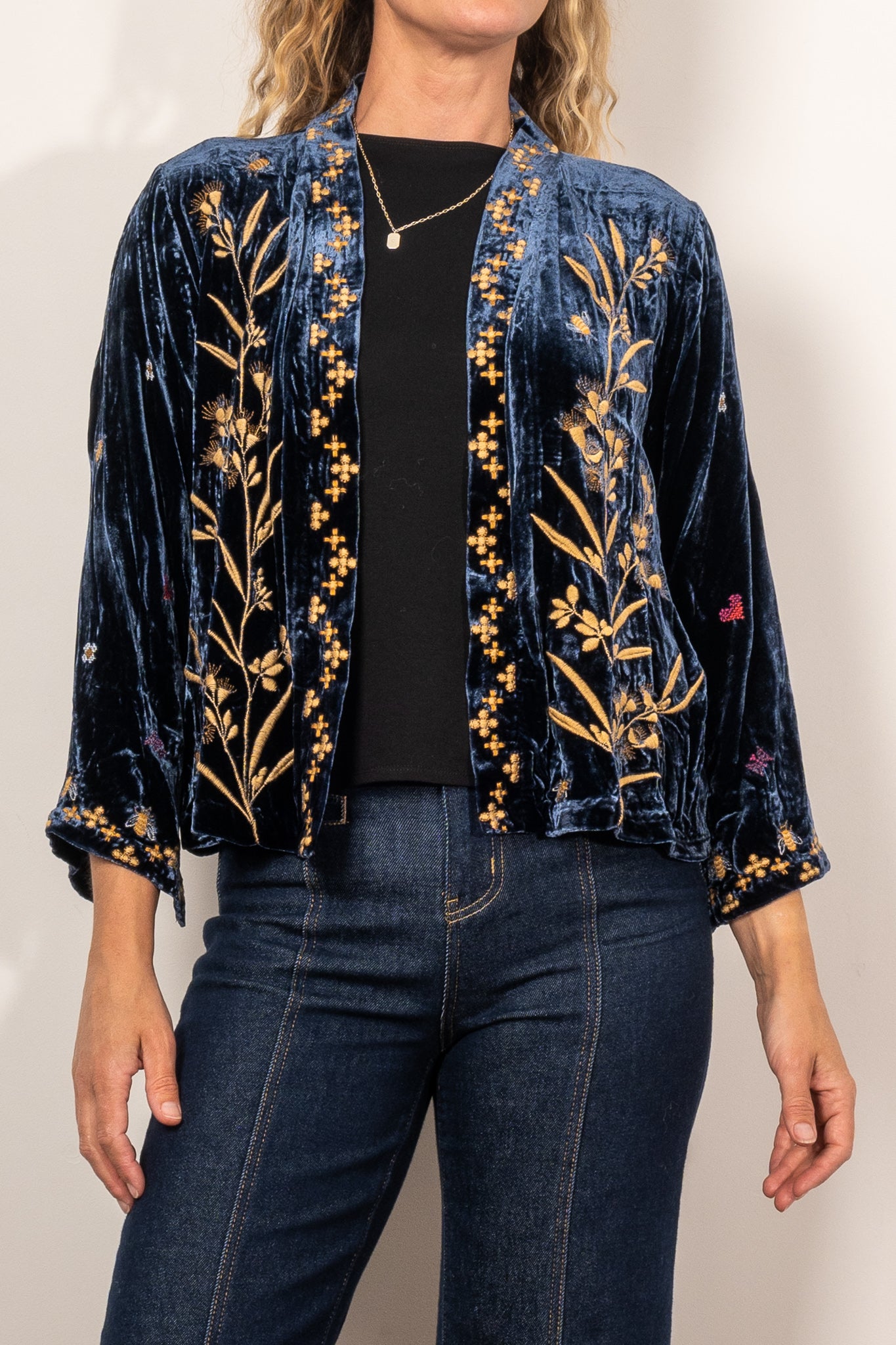 Johnny Was Aria Tonal Velvet Bolero Jacket - Women's Elegant Velvet Shrug for Evening Wear & Special Occasions