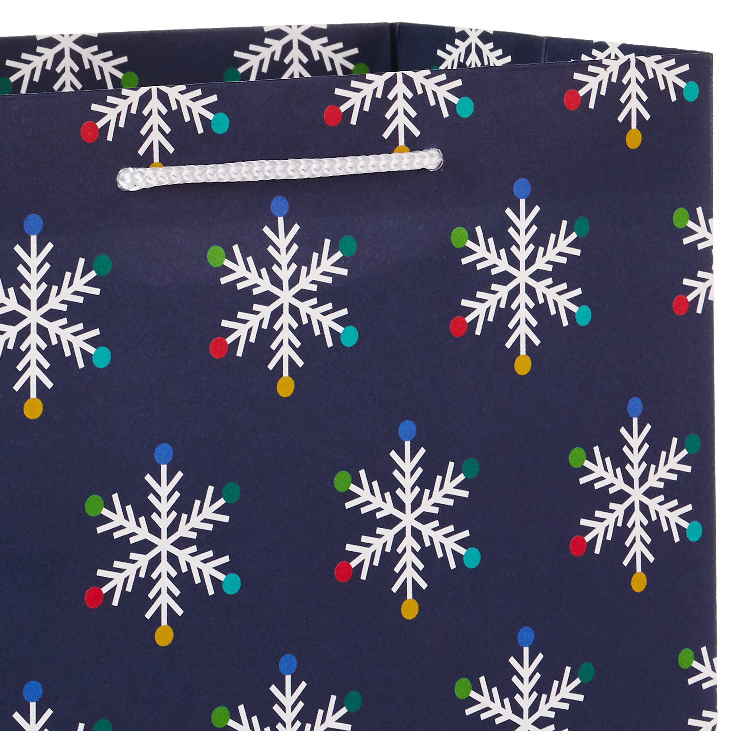 Hallmark 9 Inch Christmas Gift Bags Set of 6 - 3 Festive Designs (Red Polka Dot, Colorful Trees, Navy Snowflake) for Holiday Parties, Winter Weddings, Birthday Gifts & Christmas Presents - Perfect for Secret Santa, Office Exchanges & Festive Gift Wrapping