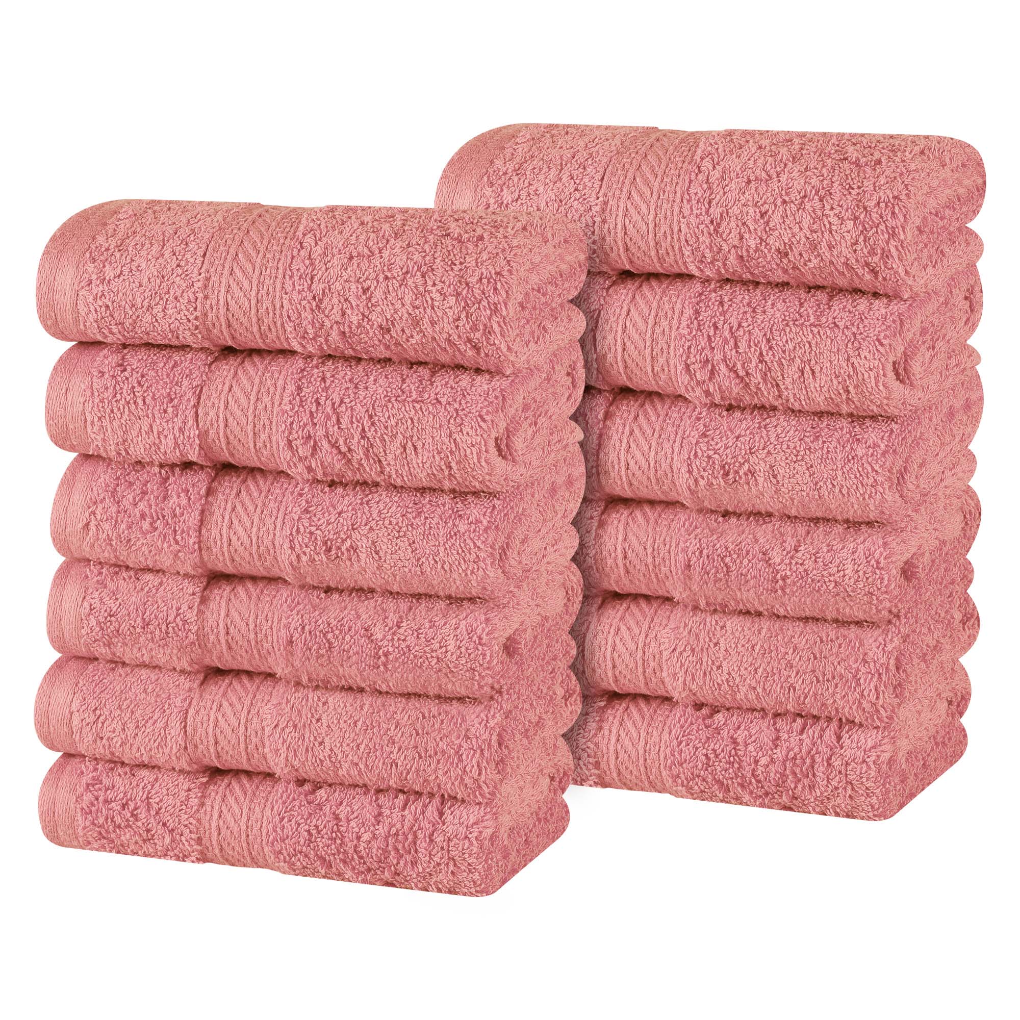 Premium Atlas Cotton Plush Heavyweight Luxury Face Towels & Washcloths - 12-Piece Set for Spa, Bathroom, and Gentle Skincare Routine