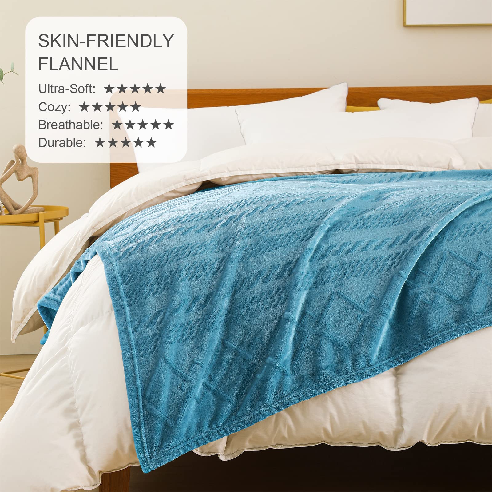 Soft Slate Blue Fleece Throw Blanket for Couch & Bed - Lightweight Decorative Blanket 50x60 Inches - All Seasons Cozy Blanket for Living Room, Bedroom, Travel & Gift Giving
