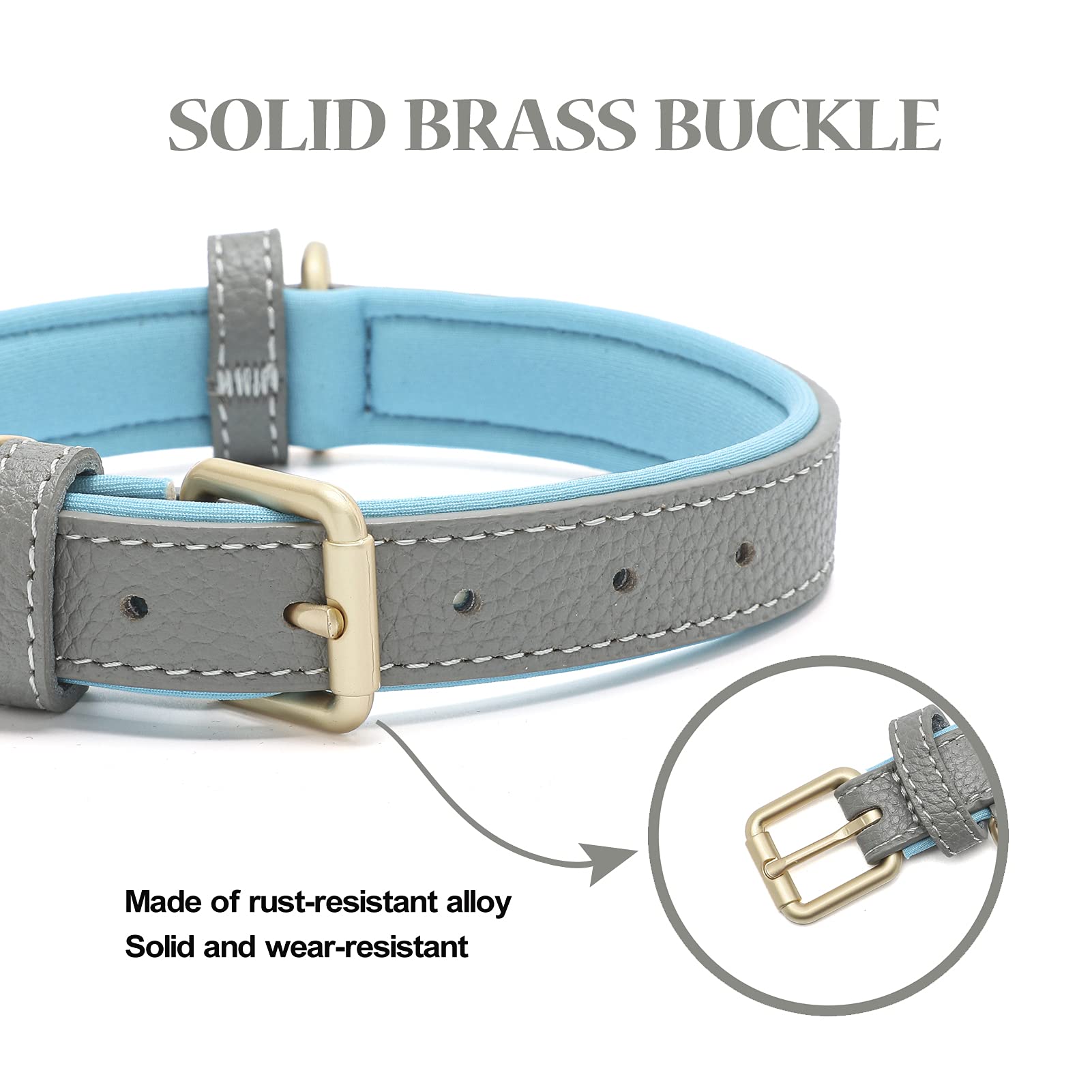 2 Pack Soft Padded Leather Dog Collar - Classic Breathable & Waterproof Collars for Small Medium Large Dogs (Grey/Brown) - Perfect for Daily Walks, Training & Outdoor Adventures