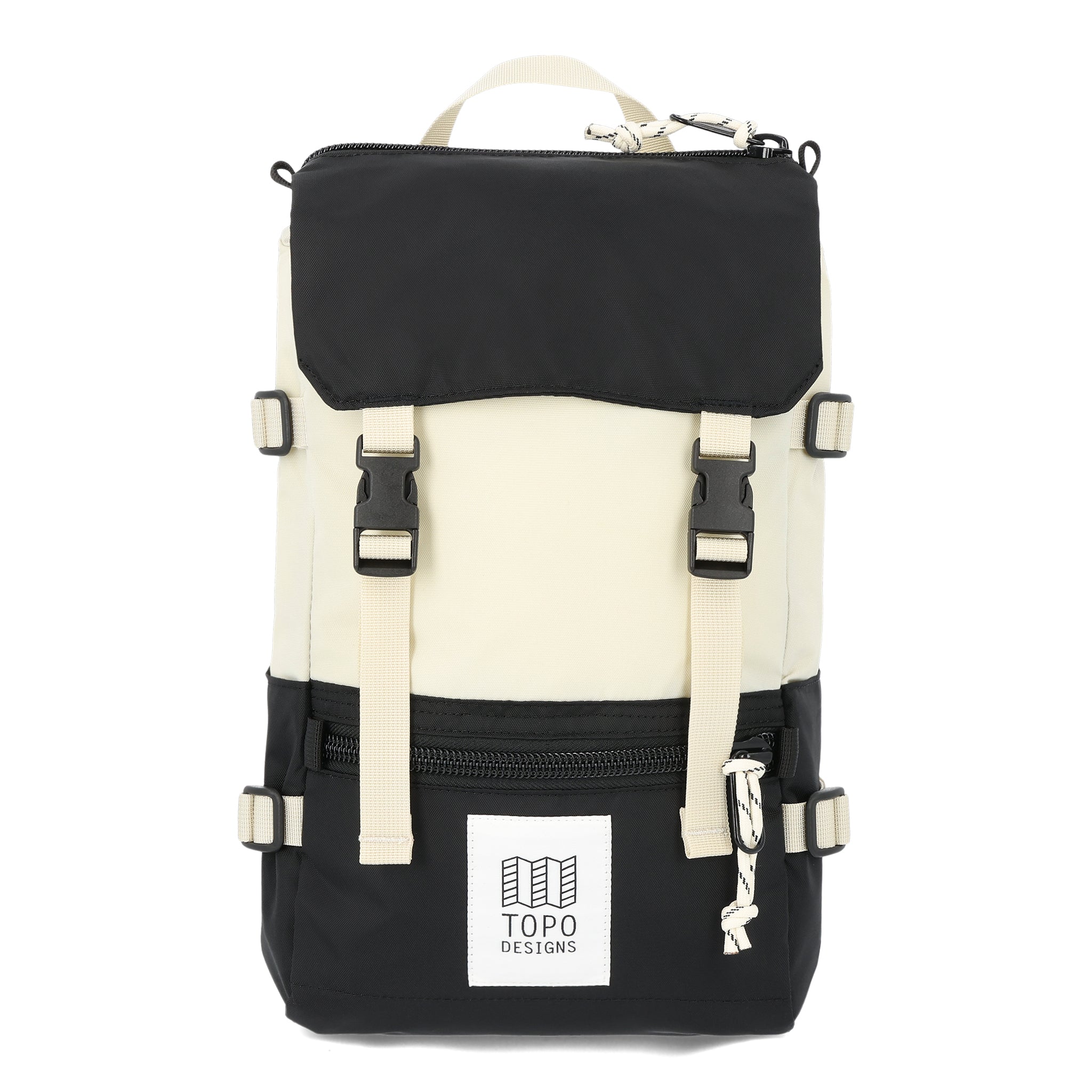 Topo Designs Rover Pack Mini Backpack - Black/Bone White | Durable & Stylish Daypack for Hiking, Travel & Everyday Use