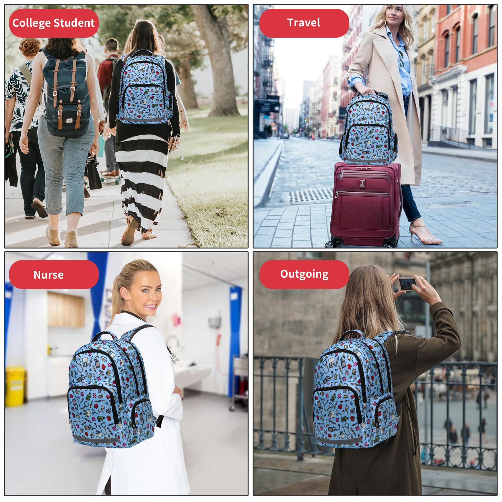 Gatycallaty Nurse Backpack for Women - Waterproof Laptop Backpack for Nursing Students, CNA, CMA - Hospital, College & Commuter Essentials Bag - Perfect Gift for Nurses (Blue) | Ideal for Clinical Rotations, Work & Travel