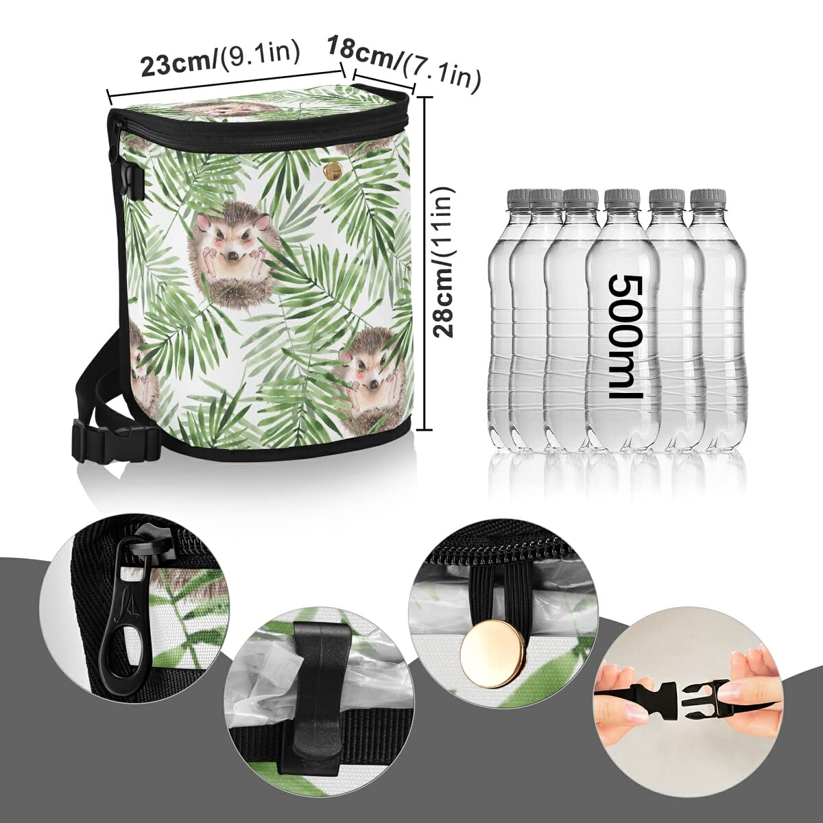 Leak-Proof Car Trash Can with Lid - MCHIVER Hedgehog Design Automotive Garbage Bin, Dustproof Vehicle Waste Basket for Storage & Organization | Perfect for Road Trips, Commuting & Family Travel Accessories