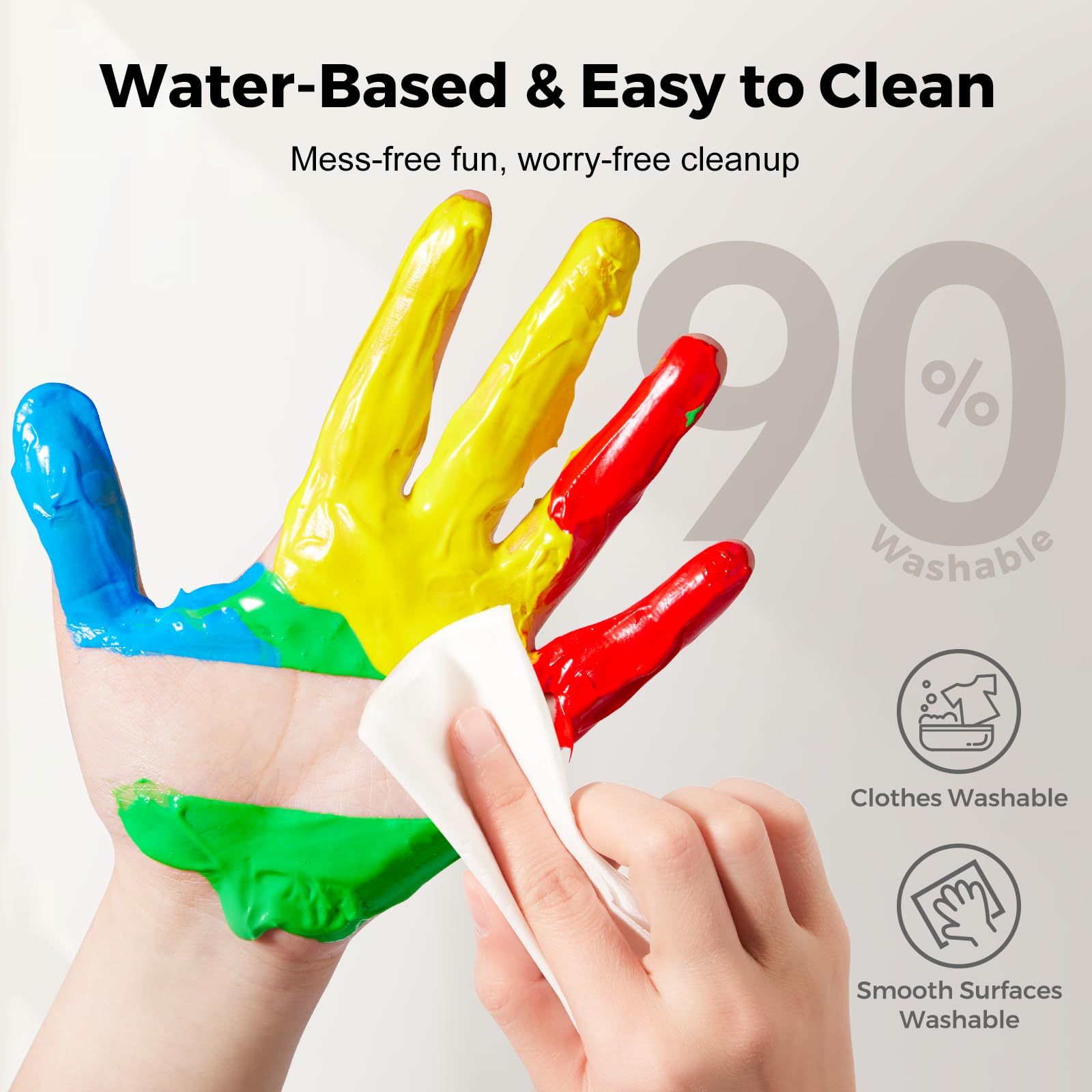 **Jar Melo Washable Non-Toxic Finger Paints for Toddlers - 10 Vibrant Colors (2.1 fl oz), Safe Hand & Feet Baby Paint, Large Capacity Art Supplies for Kids Ages 2+, Perfect for Preschool Learning & Creative Play at Home**
