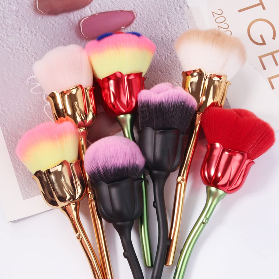 Premium Rose-Shaped Nail Art Dust Powder Remover Brush - Soft Bristles for Nail Trimming, Cleaning & Makeup (Gold/Pink) | Perfect for Salon, Home Manicures & DIY Nail Art