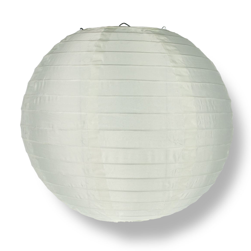 10 Pack Beige/Ivory Round Shimmering Nylon Lanterns with Even Ribbing - Hanging Decorative Lights for Wedding, Party, Garden & Outdoor Decor (String Lights Sold Separately)