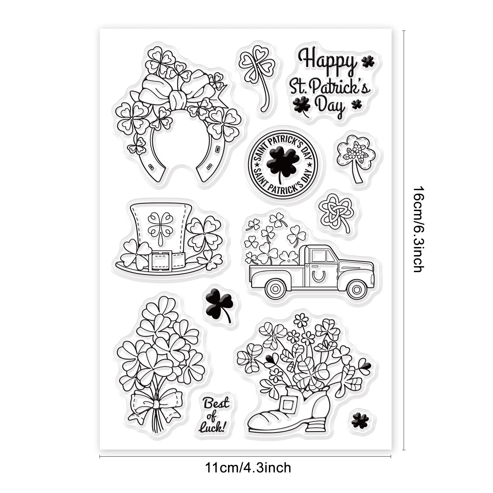GLOBLELAND Lucky Clover Silicone Clear Stamps for DIY Scrapbooking - St. Patrick's Day, Birthday & Valentine's Day Card Making, Photo Album Decoration, Paper Crafts - Perfect for Handmade Greeting Cards and Craft Projects