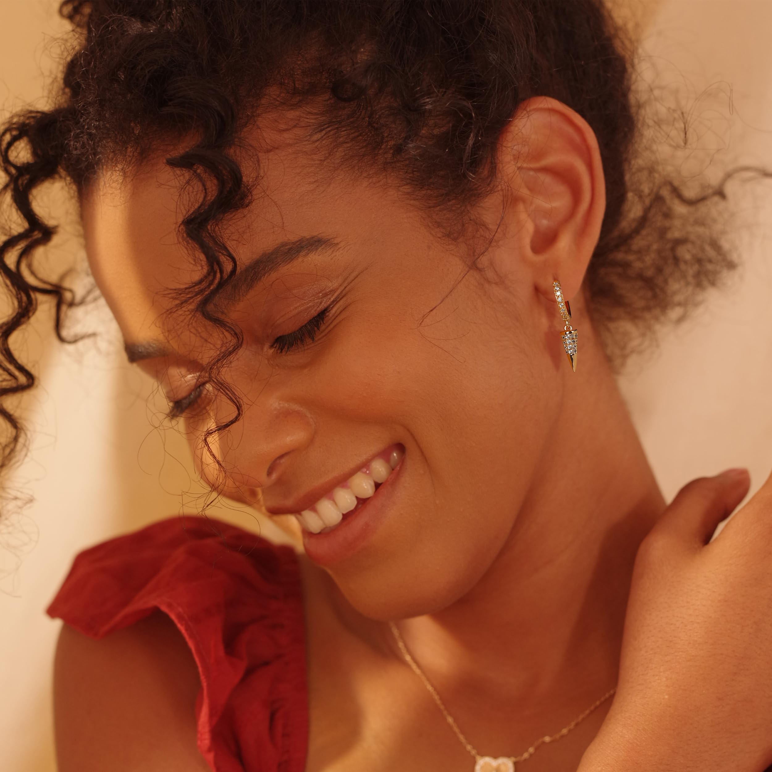 FETTERO Gold Plated Hoop Dangle Earrings for Women - Lightweight Drop Huggie Hoops, Hypoallergenic & Dainty Jewelry | Perfect for Parties, Weddings & Everyday Wear