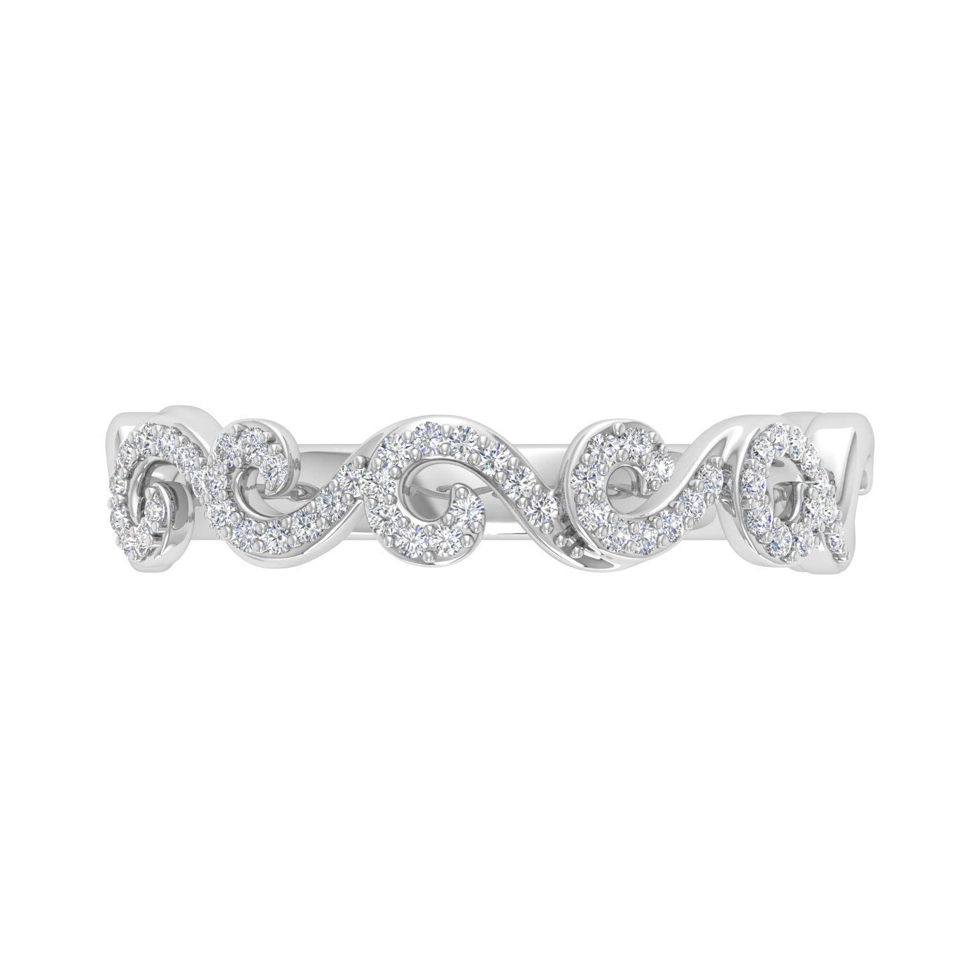 0.15 Carat Diamond Wave Wedding Band Ring in 10K Gold - Elegant Stackable Ring for Women, Perfect for Bridal, Anniversary & Everyday Wear