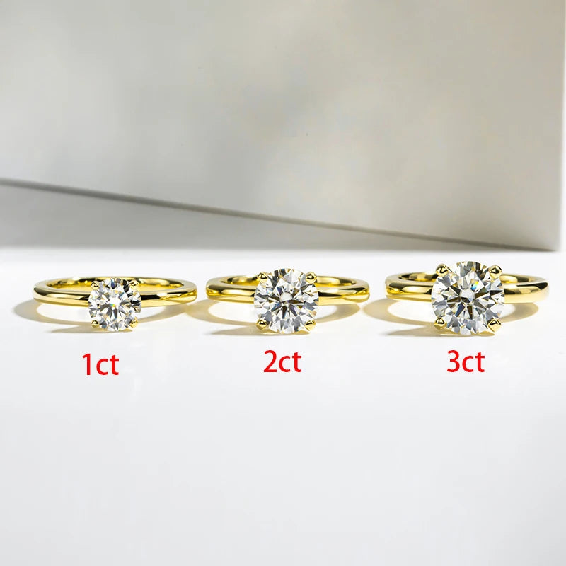 3 Carat Moissanite 925 Sterling Silver Round Engagement Ring for Women - Elegant Wedding, Proposal & Anniversary Jewelry Gift