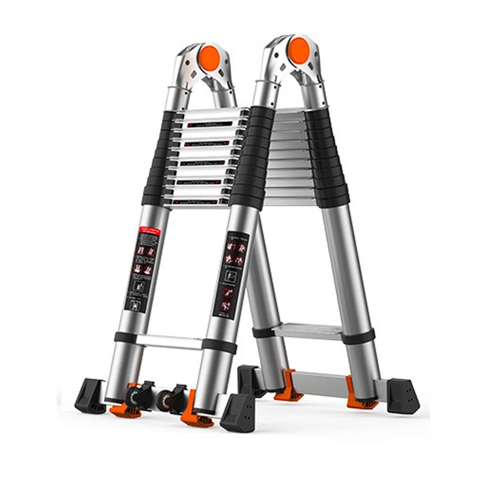 Adjustable Aluminum Portable Extension Ladder 6.2ft - Lightweight Multi-Purpose Ladder for Indoor & Outdoor Use - Perfect for Home Repairs, Roofing, Painting & Construction - Ideal for DIY Projects, Warehouse Work, and Emergency Access - Great for Staircase Access, Tree Trimming, and Window Cleaning