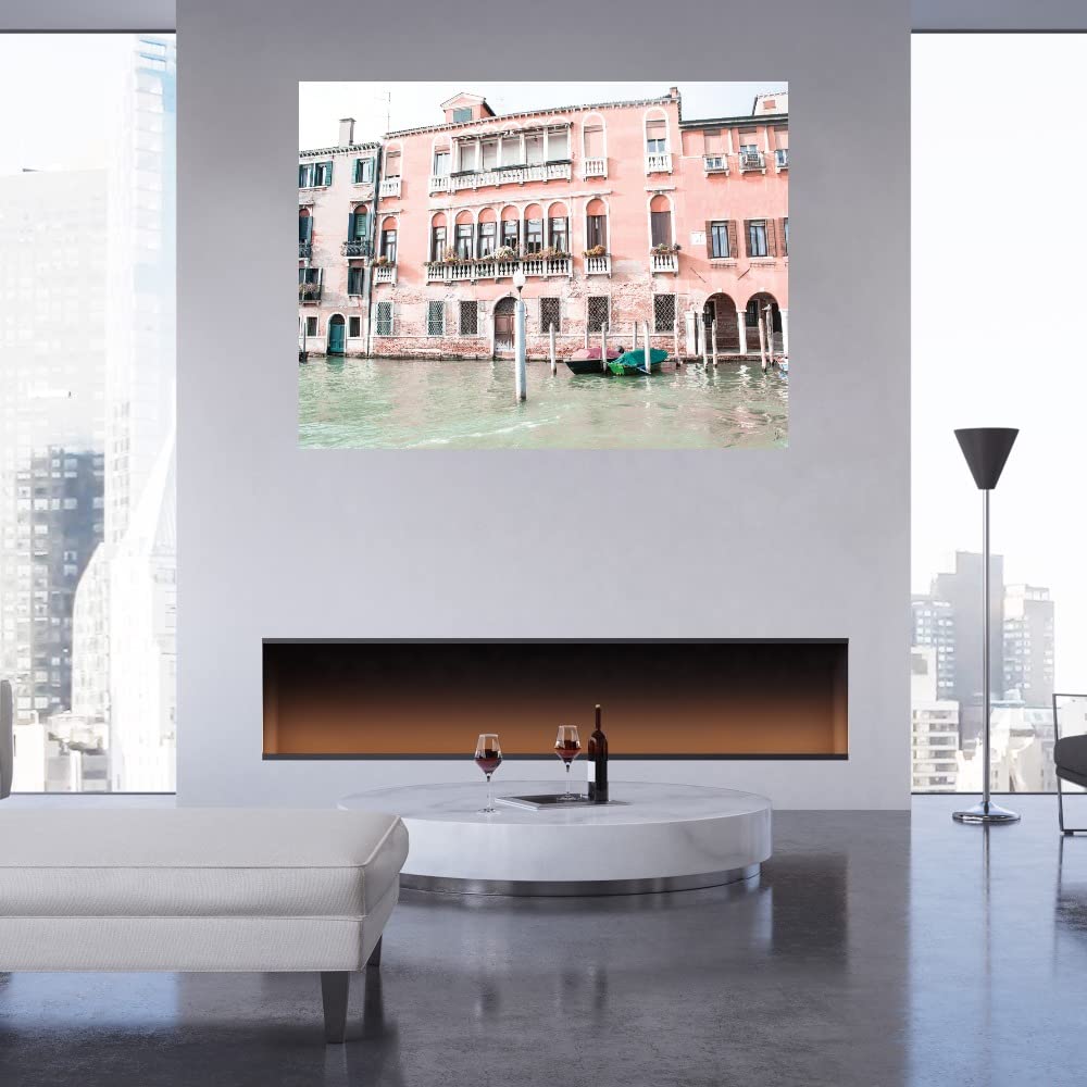 Premium Fine Art Canvas Print - Stunning Canal Building Wall Decor by Artist Nan - Ready to Hang 46