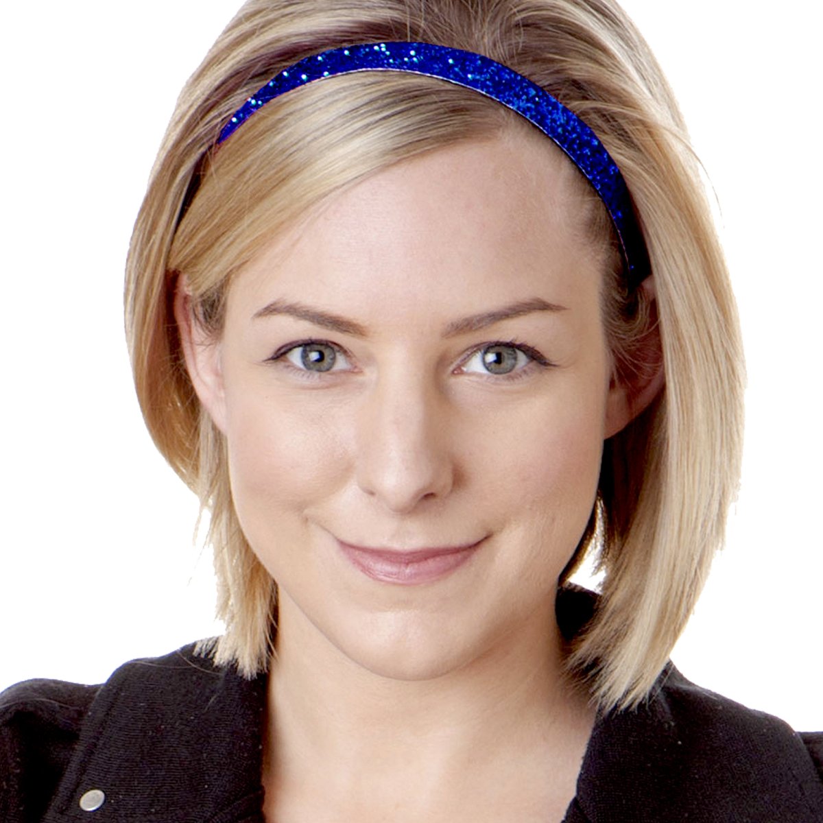 Sparkly Bling Adjustable No-Slip Headbands for Women, Girls & Teens - 2 Pack Petite Size (Royal Blue Glitter) - Perfect for Sports, Workouts, School & Everyday Fashion
