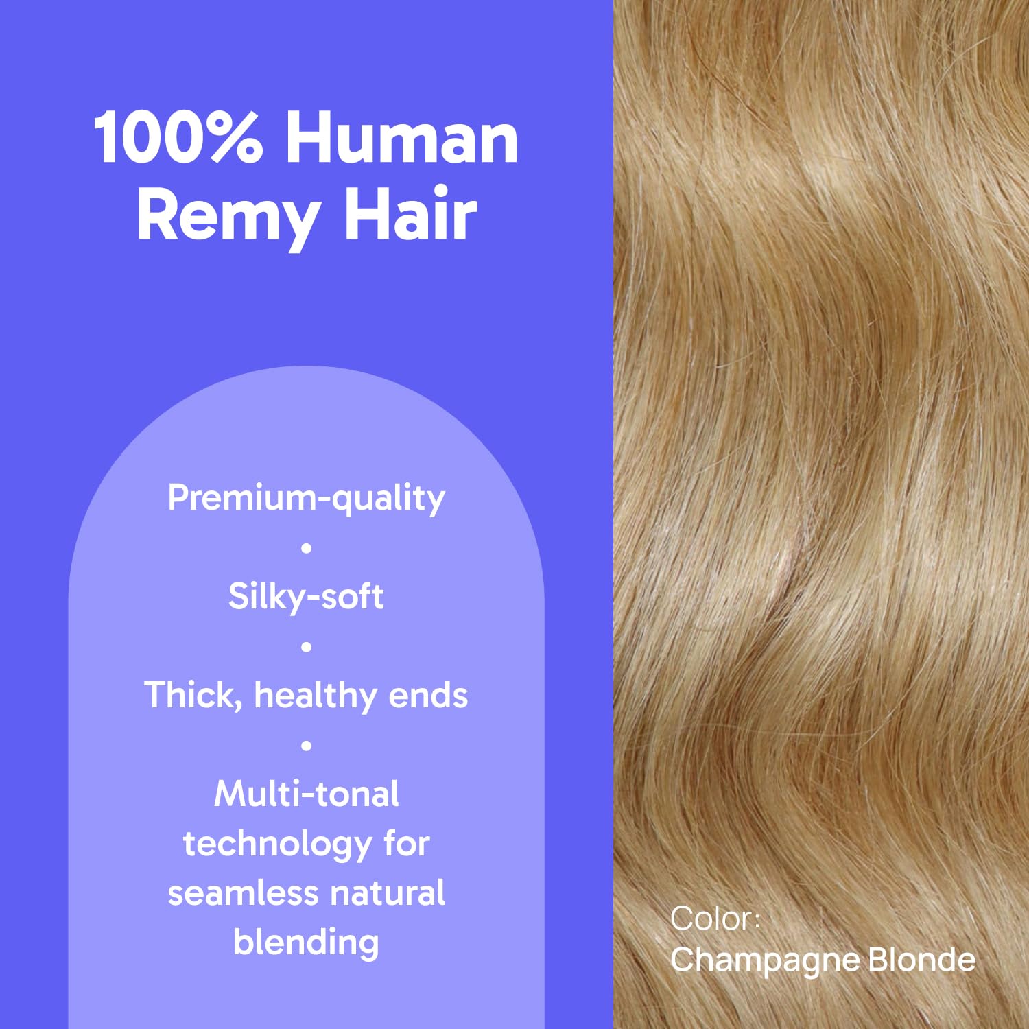 Zala Halo Hair Extensions - 100% Remy Human Hair Clip-in Extensions for Volume & Length - Champagne Blonde 16 Inch (130g) - Seamless Blending & Styling for Weddings, Parties & Everyday Glam