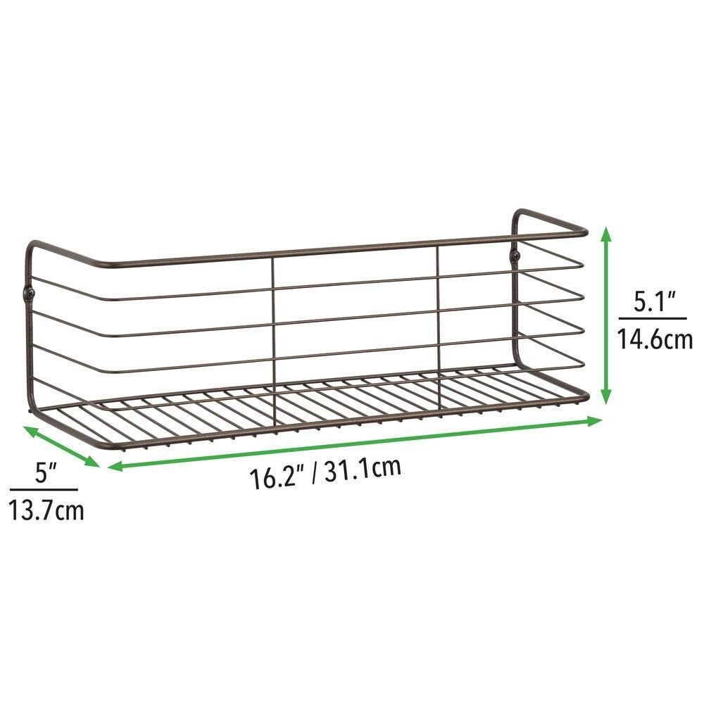 Multipurpose Iron Wall-Mounted Kitchen Shelves Spice Rack - Medium Size 16x5.5x5.5 Inches - Black Spice Holder & Bottle Organizer - Perfect for Kitchen, Bathroom, Garage Storage & Organization