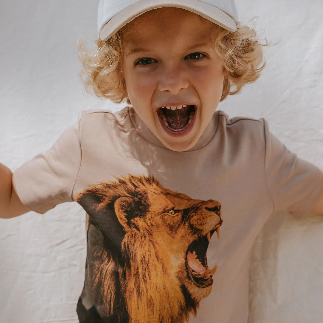 Roaring Lion Graphic Taupe T-Shirt for Men - Soft Cotton Casual Tee for Streetwear & Everyday Outfits