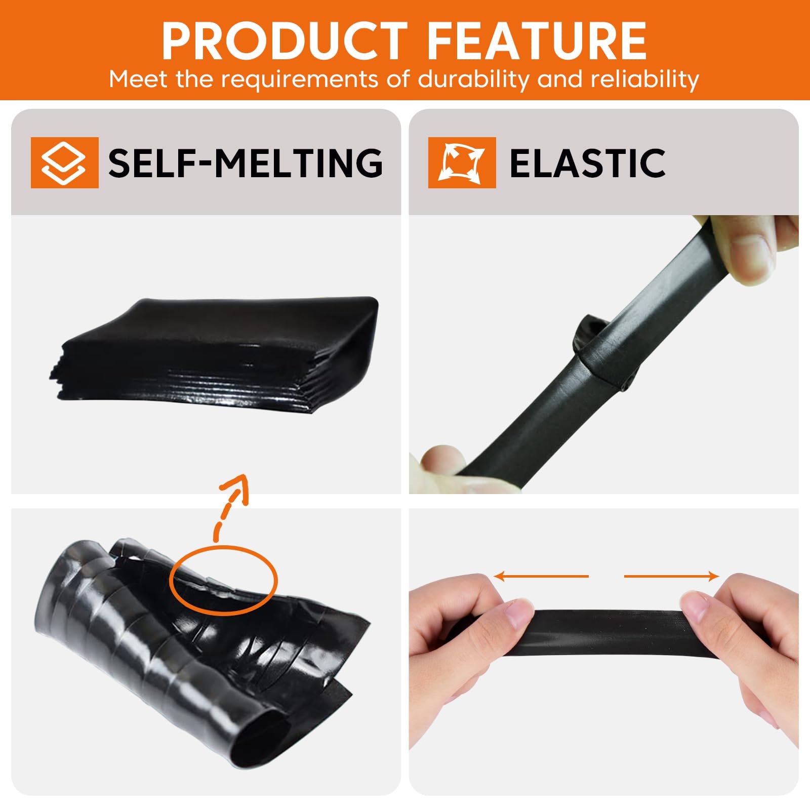2 Rolls Self Fusing Silicone Tape - 1in x 10ft Waterproof Leak Repair Tape for Plumbing, Hoses & Cable Insulation | Emergency Seal Tape for Pipe Fixes, DIY Projects & Outdoor Gear Protection (Black)