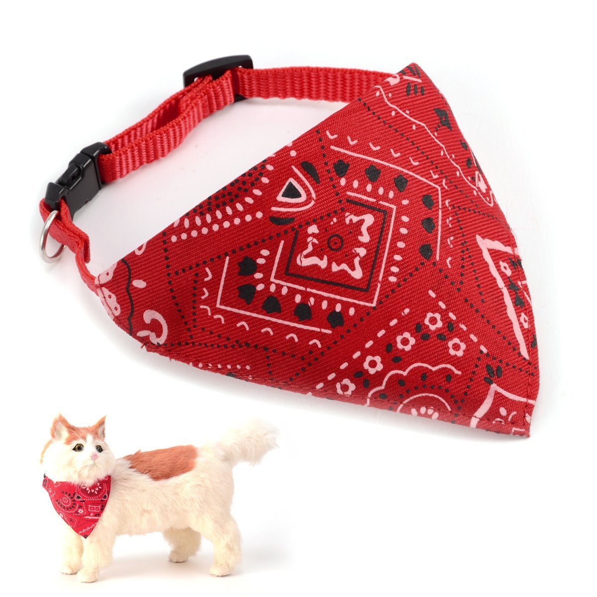 AKORD Adjustable Dog Bandana - Soft & Breathable Pet Bandana for Small Dogs, Red - Perfect for Daily Walks, Grooming & Special Occasions