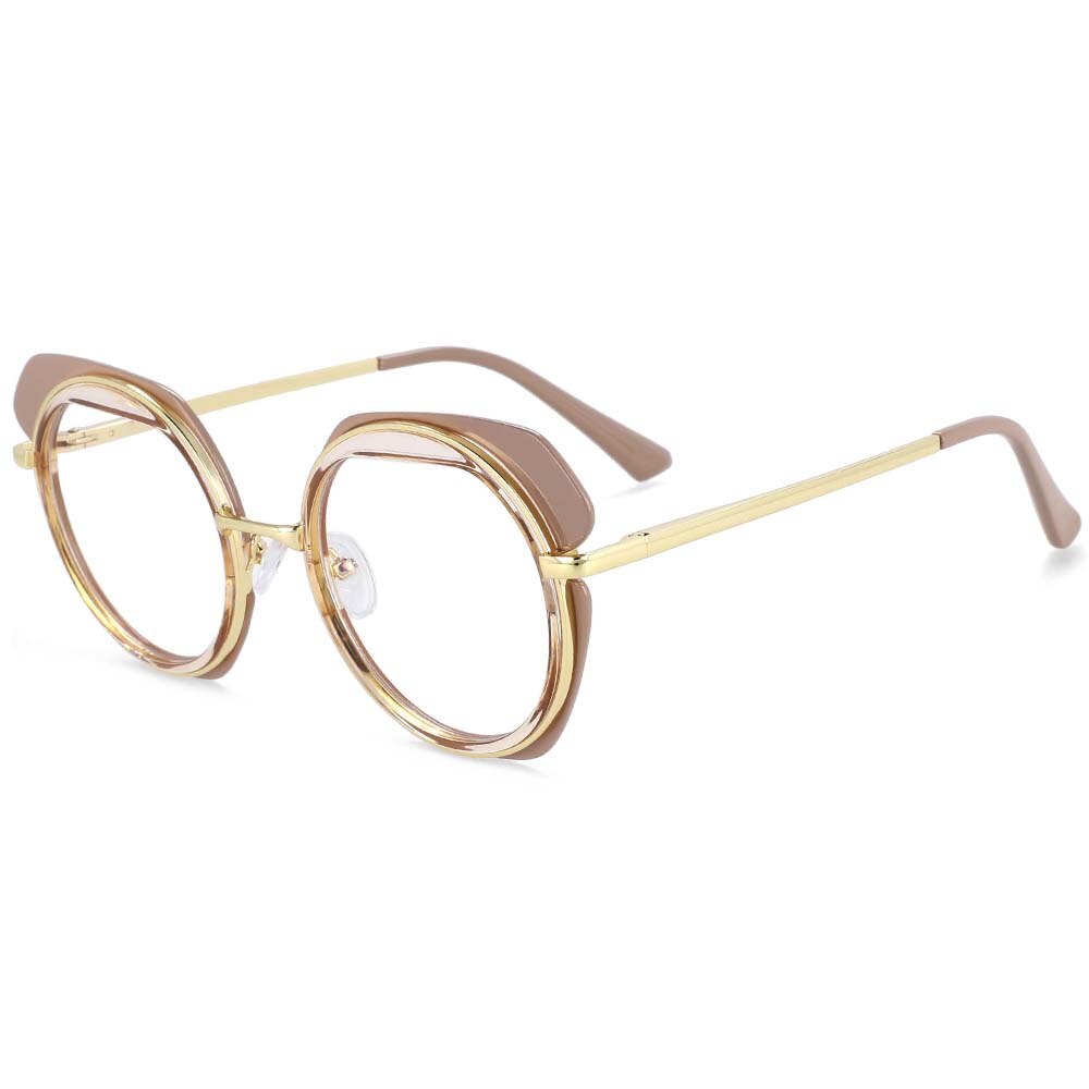 CCspace Unisex Full Rim Round TR90 Titanium Eyeglasses 54171 - Lightweight & Durable Glasses for Work, Reading & Everyday Use