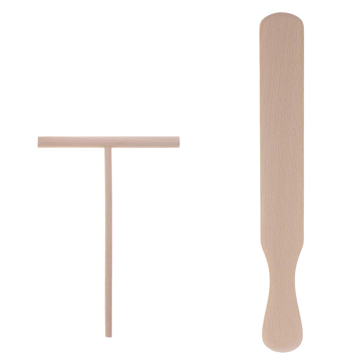 DOITOOL 2-Piece Wooden Spatula and Batter Spreader Set - Wooden Crepe Spreader & Pancake Cooking Utensils - Fits All Crepe Pans - Perfect for Making Crepes, Pancakes, and Chinese Cuisine - Ideal for Home Kitchens and Professional Bakeries