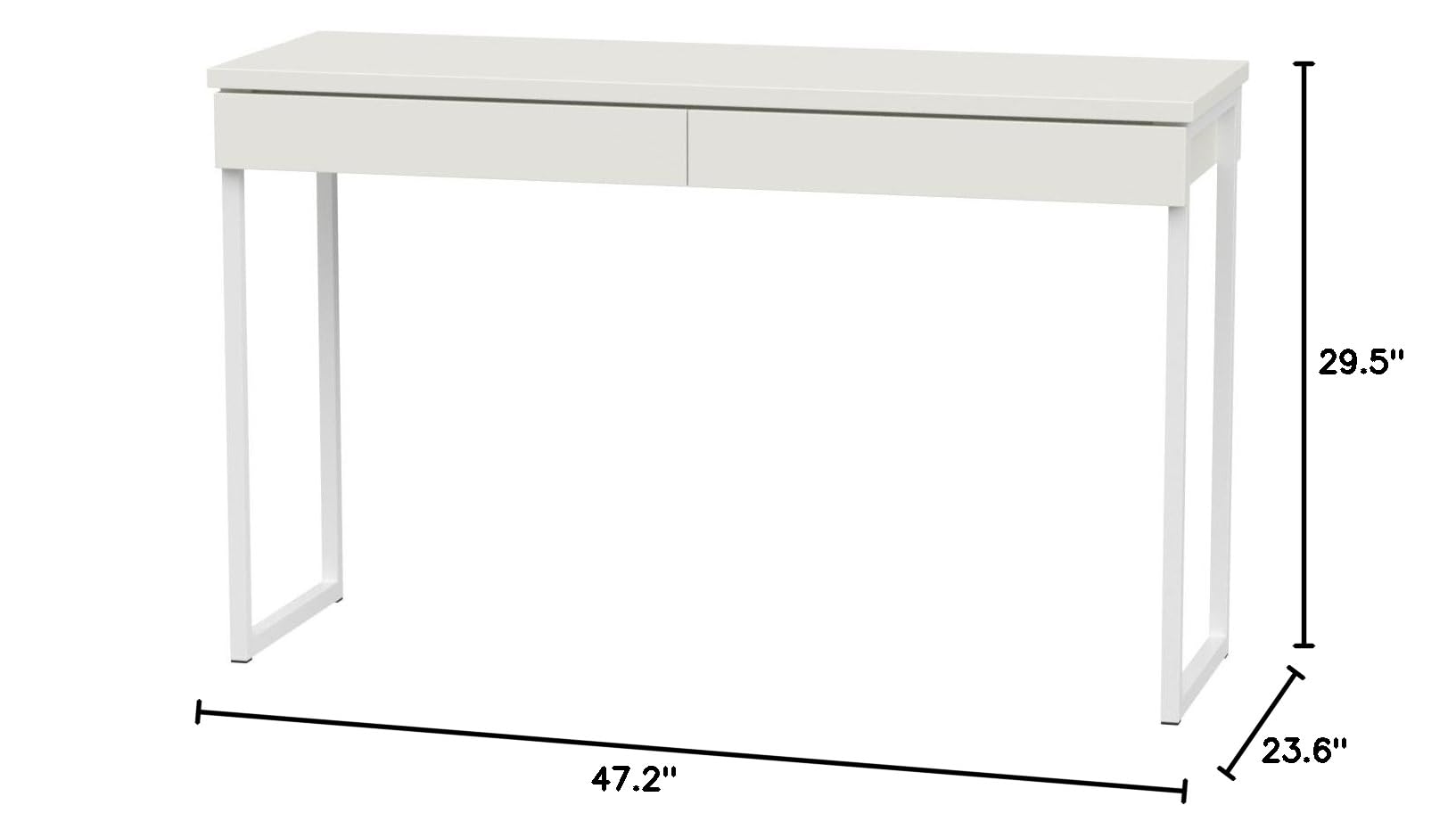 KINGSWELL Besta Wooden Desk with Two Drawers - Study & Home Office Laptop Table, Dual-Sided Varnish Finish for Durability - Perfect for Work, Study & Small Spaces