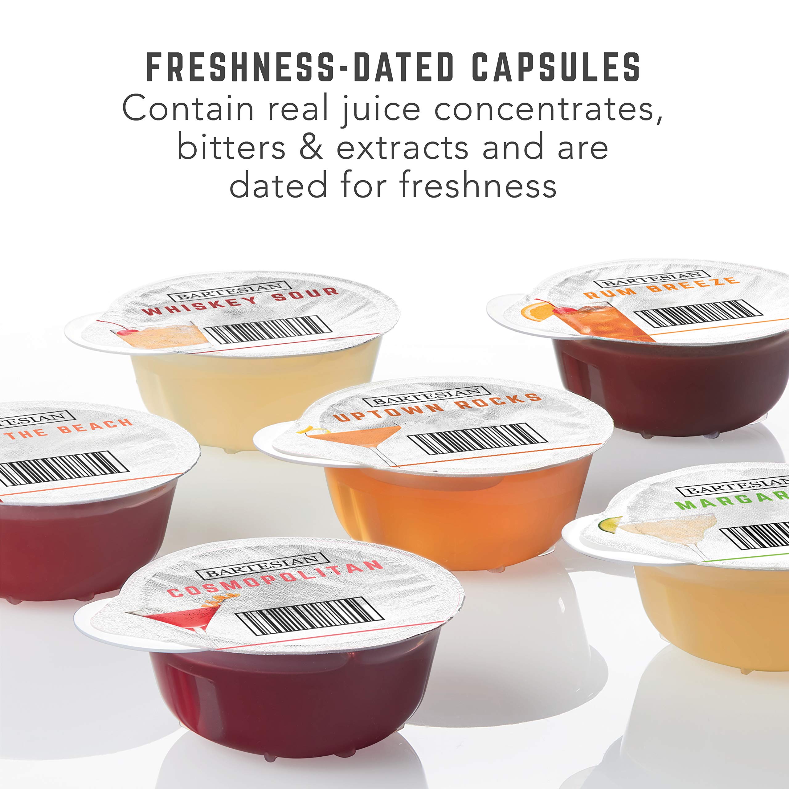 Bartesian Uptown Rocks Cocktail Capsules - 6 Pack for Bartesian Premium Cocktail Maker (55356) | Perfect for Home Bars, Parties & Entertaining Guests