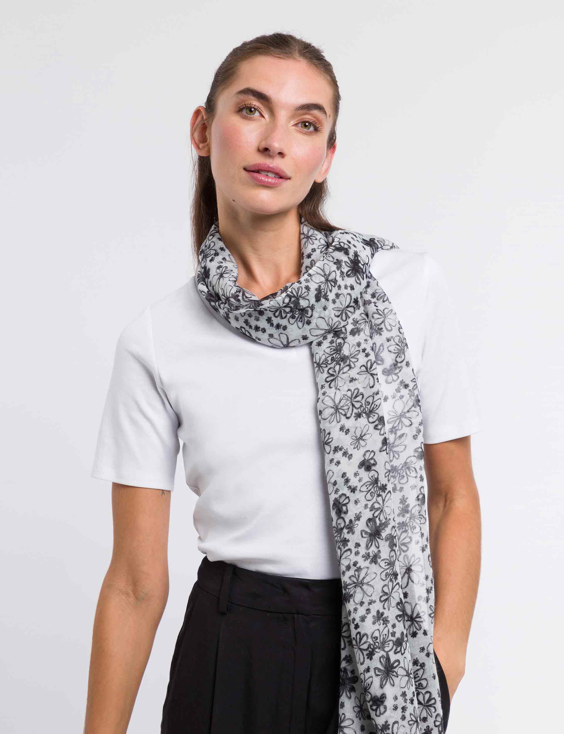 Eco-Friendly Bright Daisy Print Recycled Scarf - Sustainable Fashion Accessory for Women, Perfect for Spring Outfits & Earth Day Events