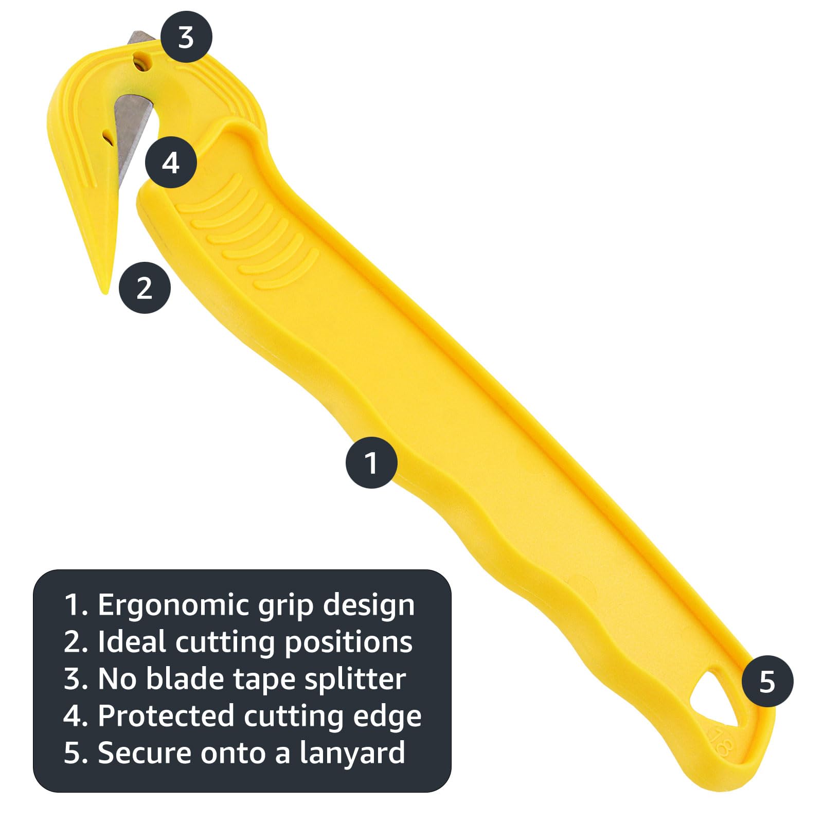 Thornton's Office Supplies Disposable Film Cutter - Sharp & Durable Steel Blade for Shrink Wrap, Stretch Wrap, Tape & Plastic Straps - Safe & Efficient Cutting Design (300 Pack, Yellow) - Perfect for Packaging, Shipping & Warehouse Use
