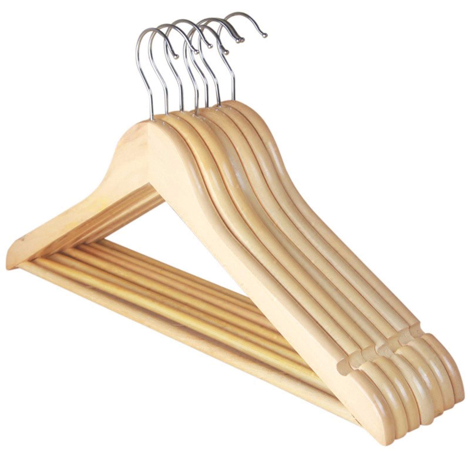 Premium Strong Wooden Coat Hangers - 10 Pack Heavy Duty Clothes Hangers with Non-Slip Design for Wardrobe Organization - Perfect for Closet, Laundry Room & Travel