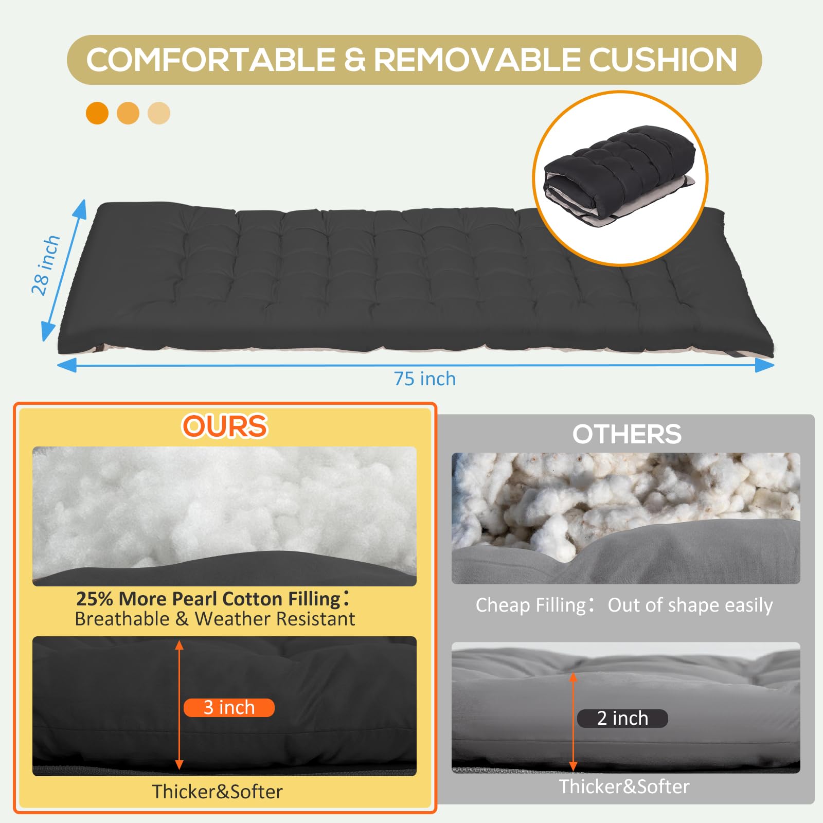 2 Pack Heavy Duty Folding Camping Cots with Pillow & 3