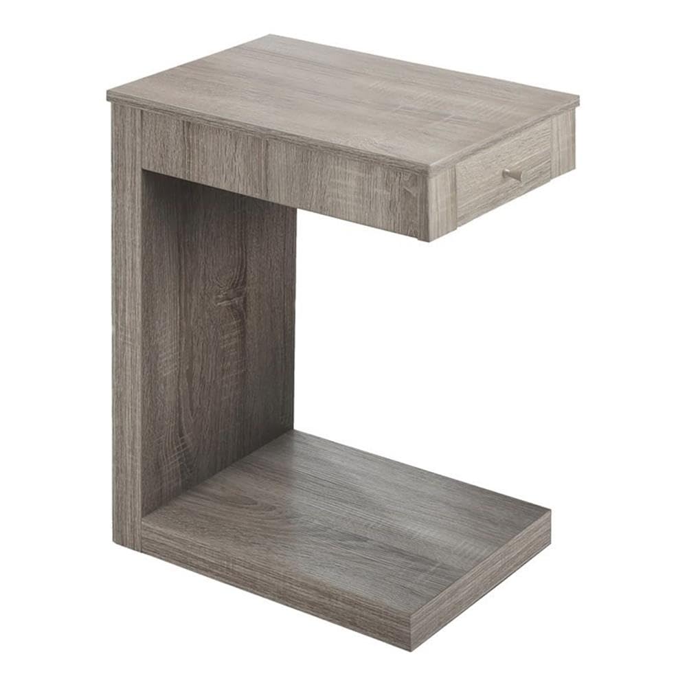 Monarch Specialties 3191 C-Shaped End Table with Drawer - Modern Accent Table for Living Room & Bedroom, Laminate Brown Contemporary Storage Side Table, 12