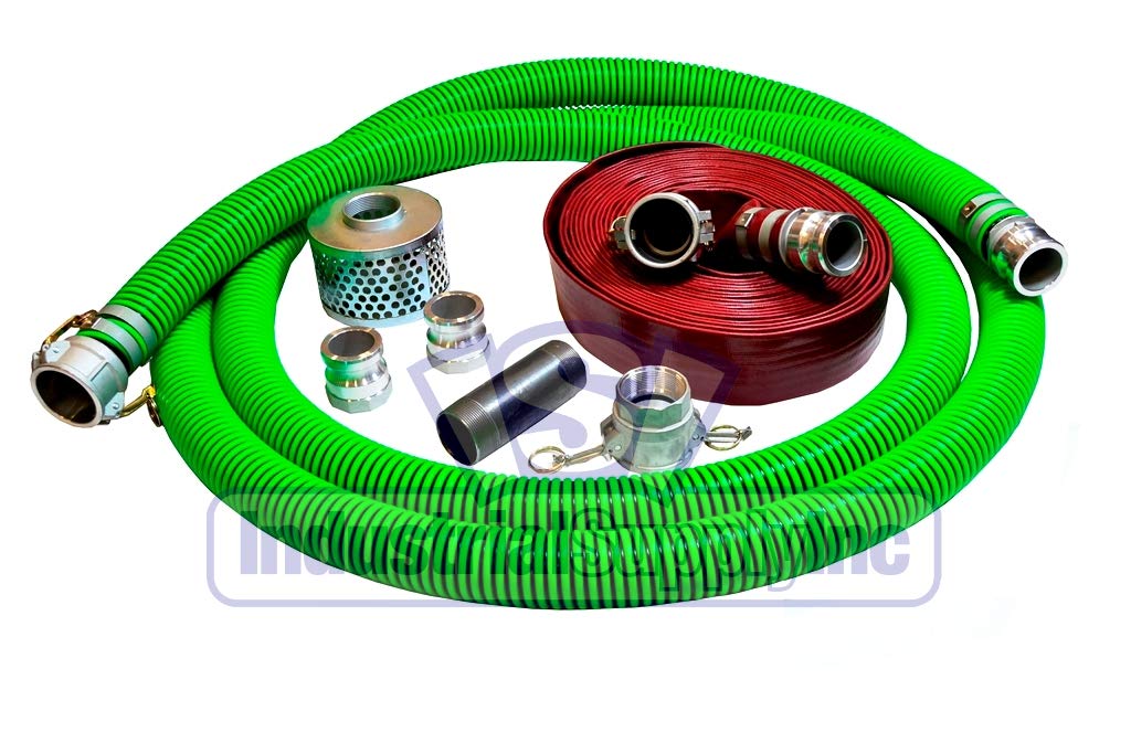 EPDM Rubber Suction Hose - 2 Inch x 20 Feet - Compatible with Honda Pumps - 100 Foot Red Discharge Hose - Heavy Duty Industrial Water Transfer for Construction, Agriculture, and Pool Maintenance