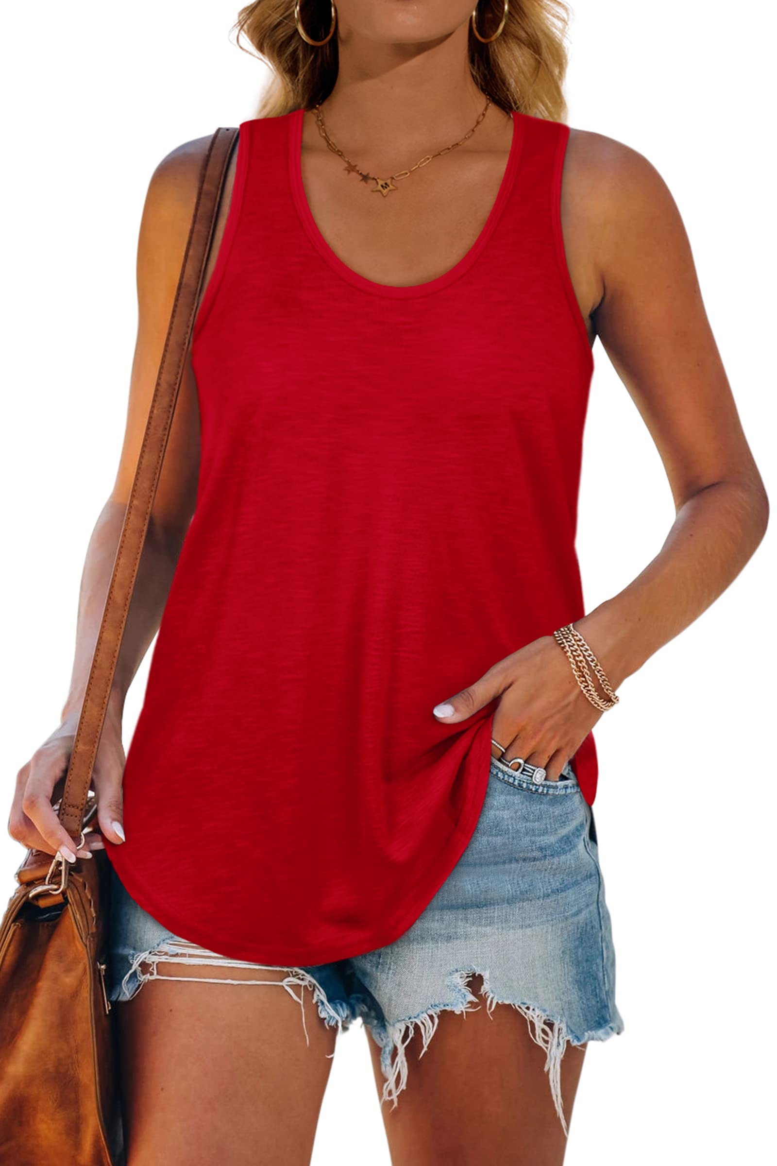 Women's Racerback Tank Tops - Loose Fit Summer Shirts for Casual Wear, Gym & Beach