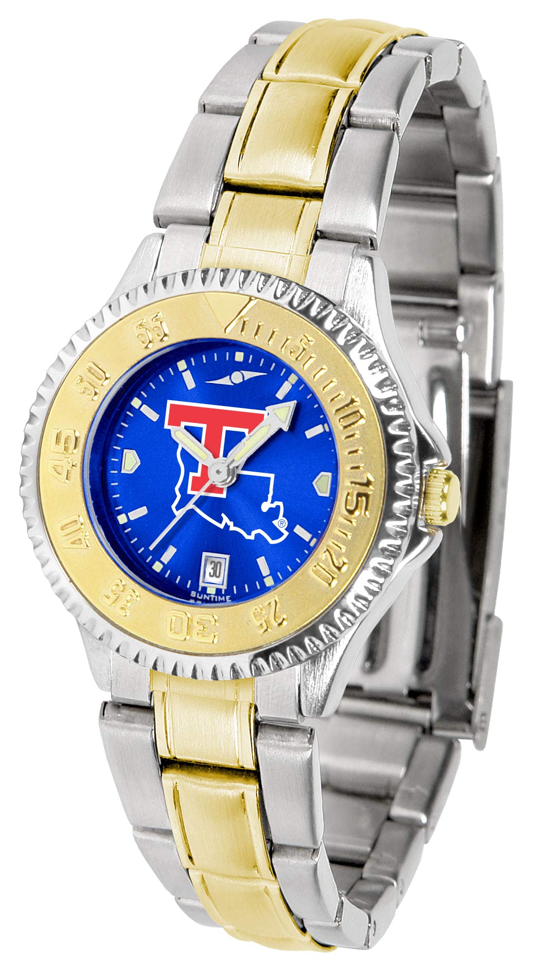 Sun Time Louisiana Tech Bulldogs Women's Competitor Two-Tone Anochrome Watch - Stainless Steel Band Sports Watch for Women - Perfect for Game Days, Workouts and Everyday Wear