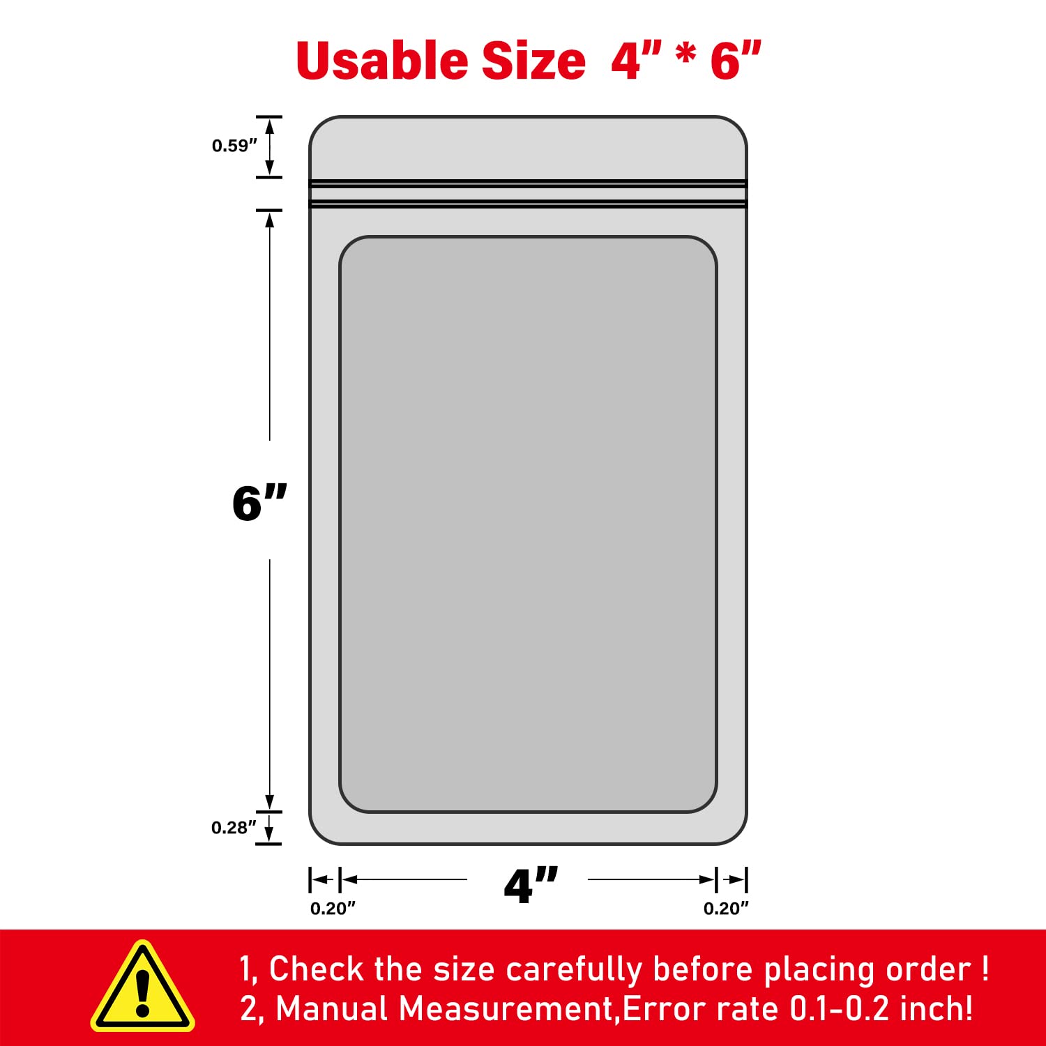 100-Pack 4×6 Inch Resealable Mylar Bags - Holographic Stand-Up Pouches for Jewelry, Candy, Food Samples, Party Favors & Small Business Packaging (Black) | Perfect for Gift Packaging, Retail Display & Bulk Storage