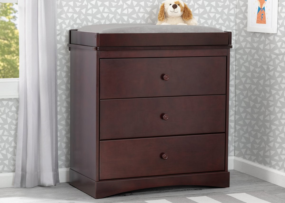 Sutton 3-Drawer Baby Dresser with Changing Table Top - Nursery Storage Solution for Diapers, Clothes & Essentials