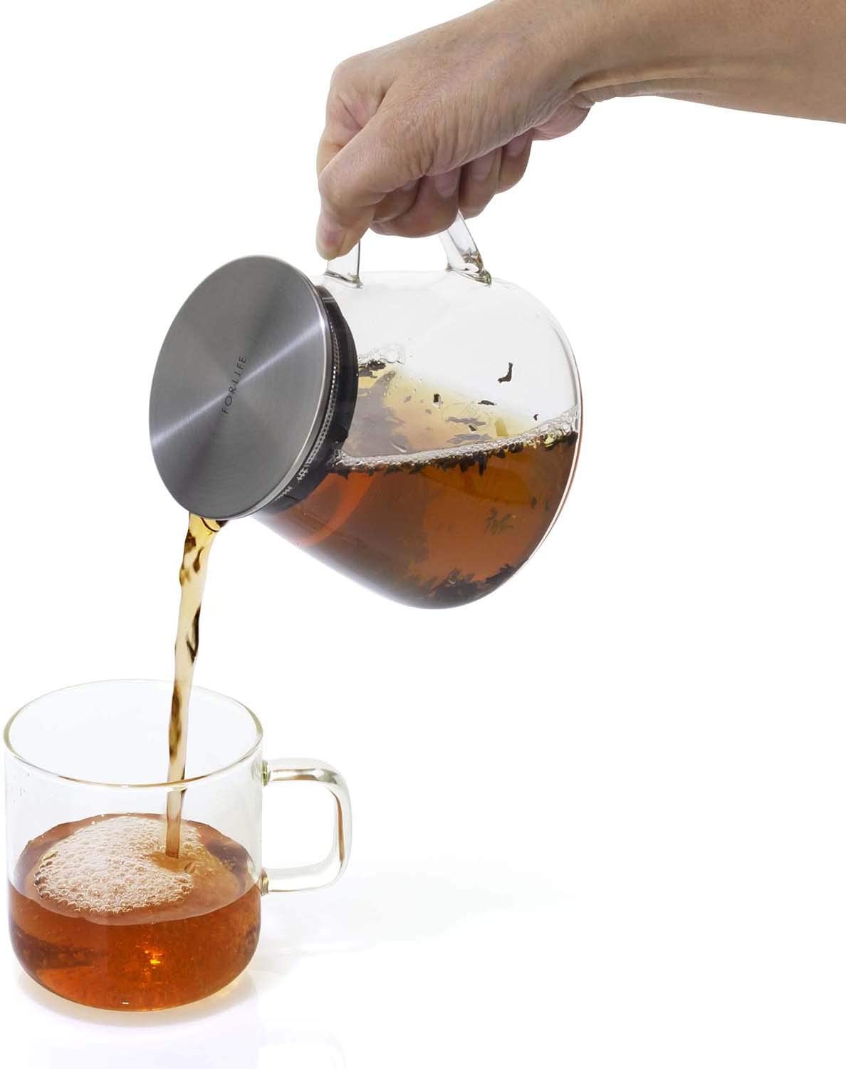 Premium FORLIFE Fuji Glass Teapot with Removable Stainless Steel Filter - 18oz/500ml, Perfect for Loose Leaf Tea, Herbal Infusions & Iced Tea Brewing - Ideal for Home, Office & Gift Giving
