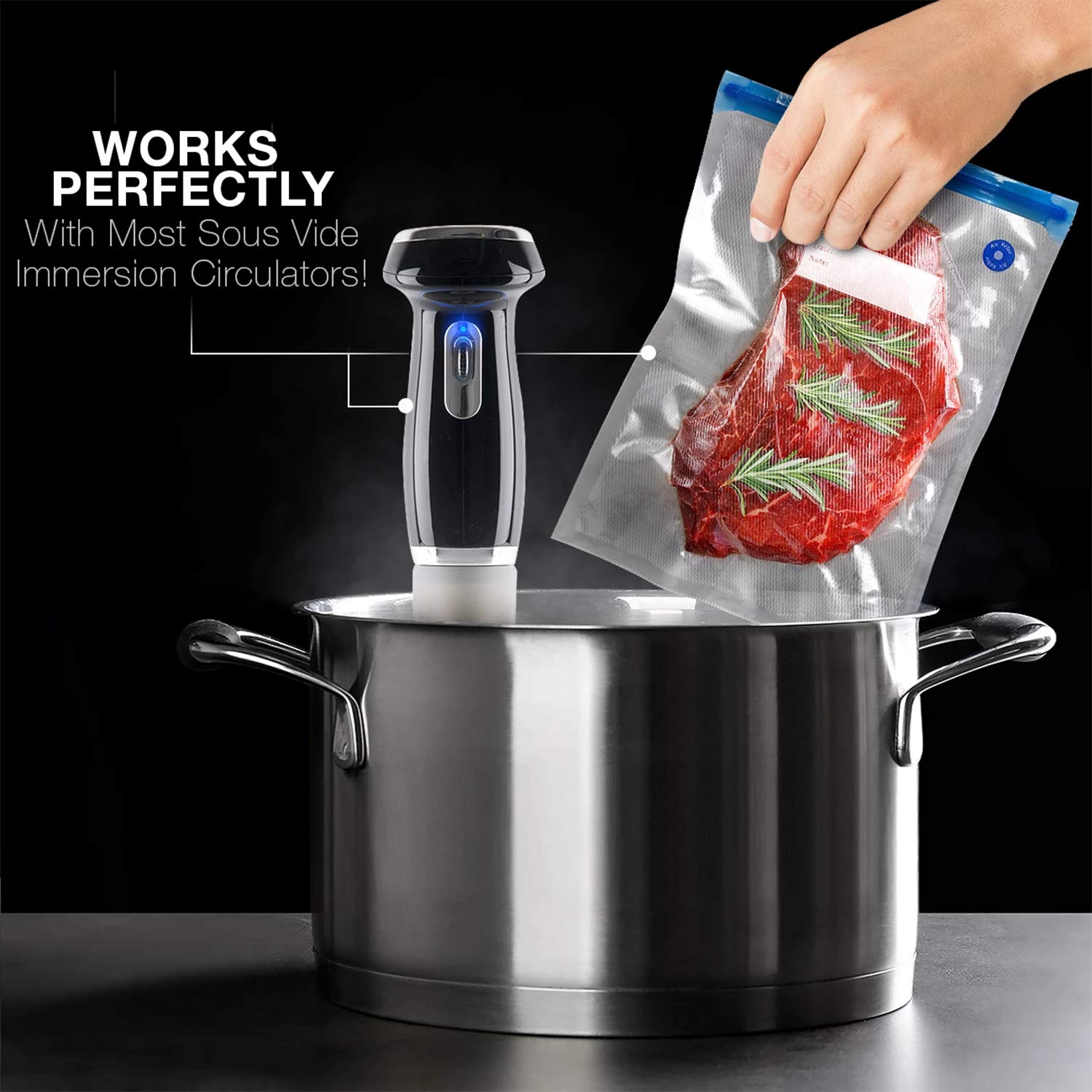 VICARKO 30 Pack Reusable Vacuum Sealer Bags for Food Storage - 2.9L BPA Free Double Layer Vacuum Zipper Bags (11.0 x 10.5 Inches) - Perfect for Meal Prep, Sous Vide & Freezer Organization
