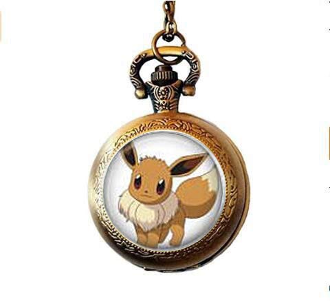 Eevee Pocket Watch Necklace - Cute Pokémon Jewelry Gift for Anime Fans, Cosplay Accessory & Collectible Birthday Present