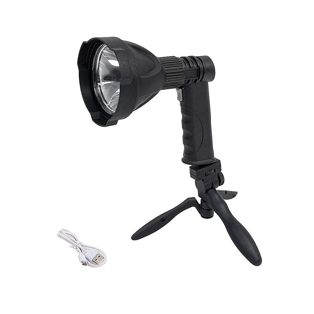 10W Rechargeable LED Handheld Spotlight - 12V Bright Flashlight for Hunting, Shooting, Camping & Outdoor Adventures - Waterproof & Durable for Night Use