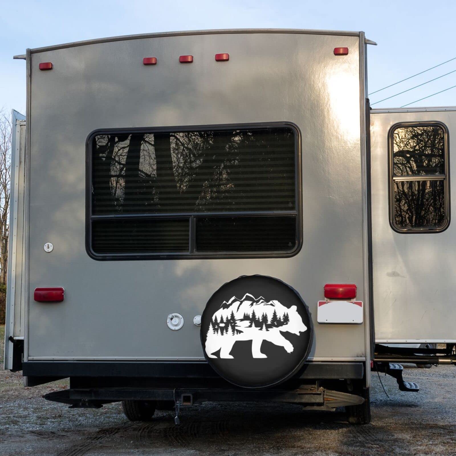 Bear Fantasy Mountains Spare Tire Cover - 15 Inch Dust-Proof Wheel Protector for Trailers, RVs, SUVs | Outdoor Adventure & Camping Accessory